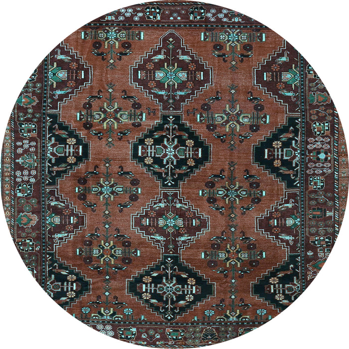Round Machine Washable Persian Light Blue Traditional Rug, wshtr4195lblu