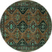 Round Persian Turquoise Traditional Rug, tr4195turq