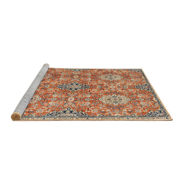 Sideview of Machine Washable Traditional Mahogany Brown Rug, wshtr4196