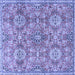 Square Machine Washable Persian Blue Traditional Rug, wshtr4196blu