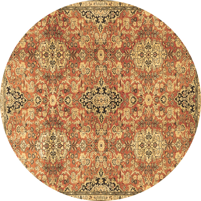 Round Machine Washable Persian Brown Traditional Rug, wshtr4196brn