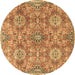 Round Machine Washable Persian Brown Traditional Rug, wshtr4196brn