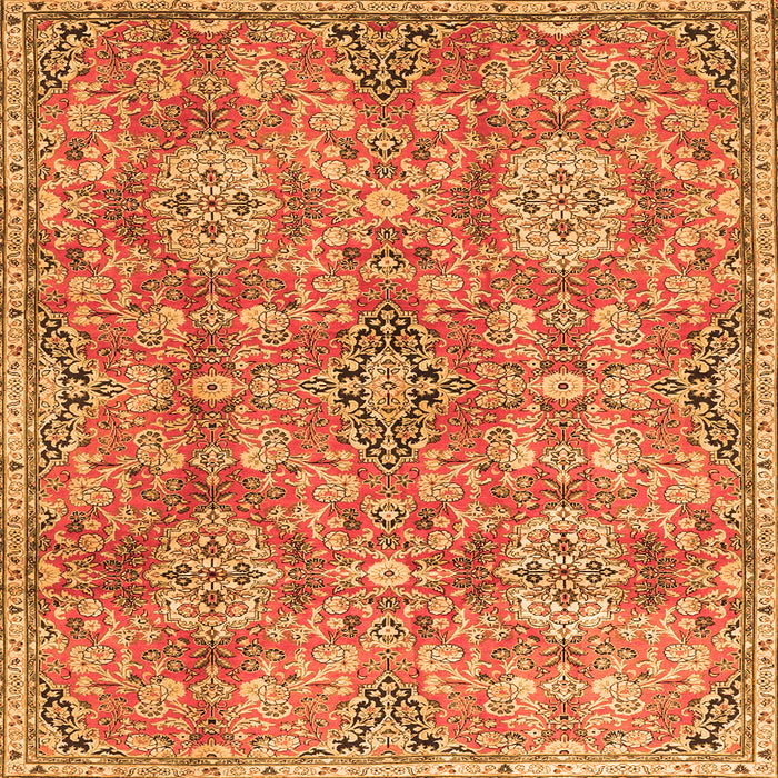 Round Machine Washable Persian Orange Traditional Area Rugs, wshtr4196org