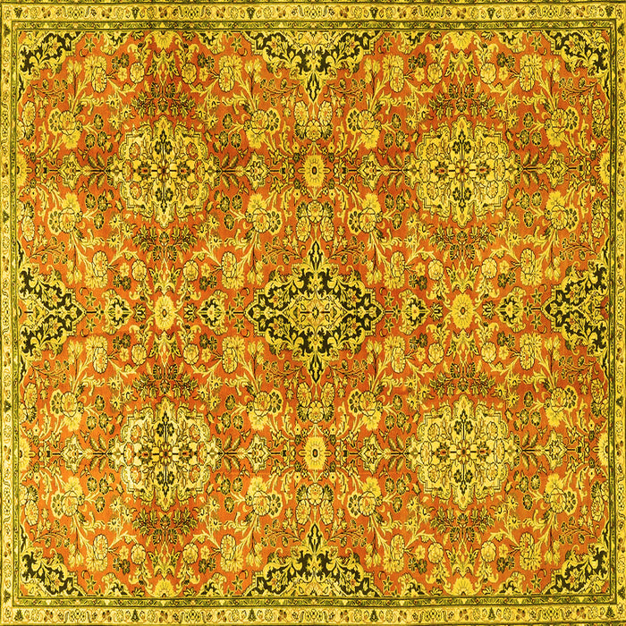 Square Machine Washable Persian Yellow Traditional Rug, wshtr4196yw