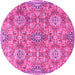 Round Persian Pink Traditional Rug, tr4196pnk