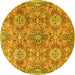 Round Persian Yellow Traditional Rug, tr4196yw