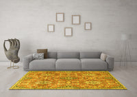 Machine Washable Persian Yellow Traditional Rug, wshtr4196yw