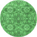 Round Persian Emerald Green Traditional Rug, tr4196emgrn
