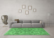 Machine Washable Persian Emerald Green Traditional Area Rugs in a Living Room,, wshtr4196emgrn