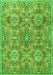 Serging Thickness of Machine Washable Persian Green Traditional Area Rugs, wshtr4196grn