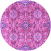 Round Machine Washable Persian Purple Traditional Area Rugs, wshtr4196pur