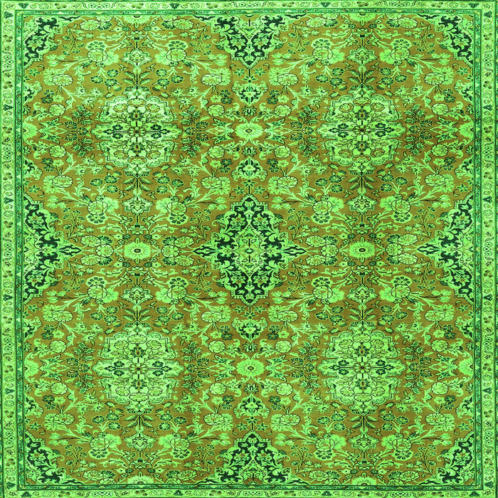 Round Machine Washable Persian Green Traditional Area Rugs, wshtr4196grn