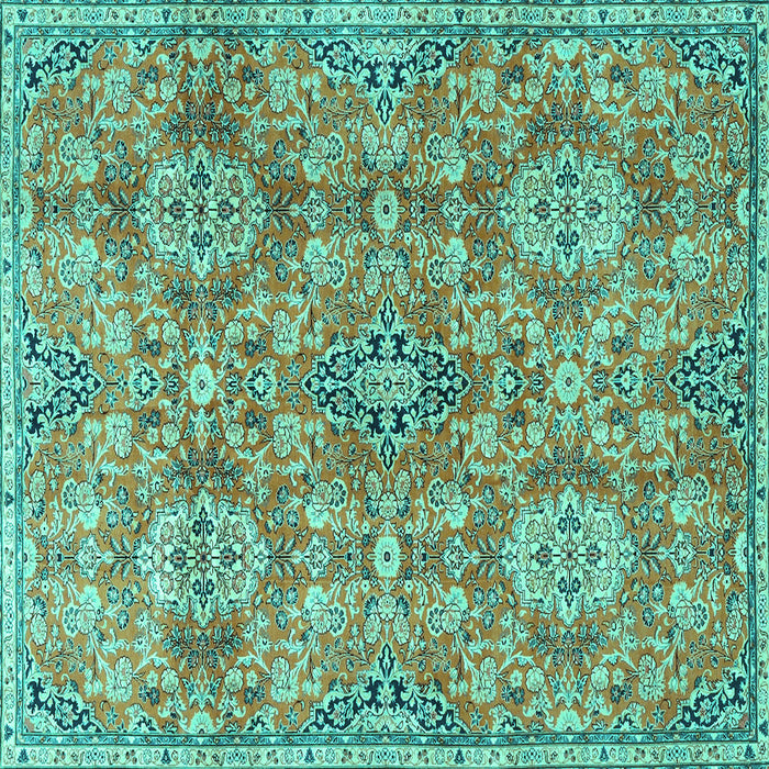 Square Machine Washable Persian Turquoise Traditional Area Rugs, wshtr4196turq