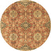 Round Persian Brown Traditional Rug, tr4196brn