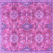 Square Machine Washable Persian Purple Traditional Area Rugs, wshtr4196pur