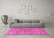 Machine Washable Persian Pink Traditional Rug in a Living Room, wshtr4196pnk