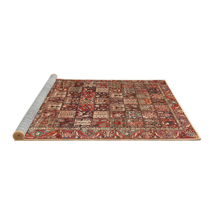 Sideview of Machine Washable Traditional Tangerine Pink Rug, wshtr4197
