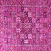 Square Machine Washable Persian Pink Traditional Rug, wshtr4197pnk