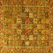 Square Machine Washable Persian Yellow Traditional Rug, wshtr4197yw