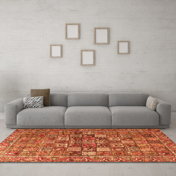 Machine Washable Persian Orange Traditional Area Rugs in a Living Room, wshtr4197org