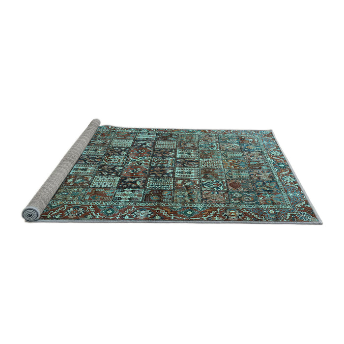 Sideview of Machine Washable Persian Light Blue Traditional Rug, wshtr4197lblu