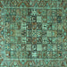 Square Machine Washable Persian Turquoise Traditional Area Rugs, wshtr4197turq