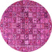 Round Machine Washable Persian Pink Traditional Rug, wshtr4197pnk