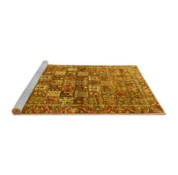 Sideview of Machine Washable Persian Yellow Traditional Rug, wshtr4197yw
