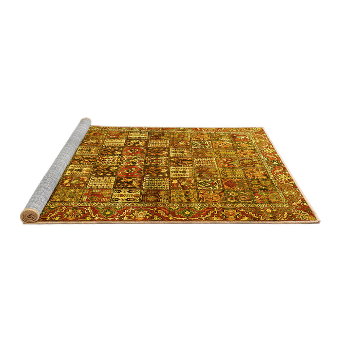 Sideview of Machine Washable Persian Yellow Traditional Rug, wshtr4197yw