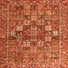 Round Machine Washable Persian Orange Traditional Area Rugs, wshtr4197org