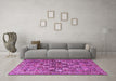 Machine Washable Persian Purple Traditional Area Rugs in a Living Room, wshtr4197pur