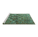 Sideview of Machine Washable Persian Turquoise Traditional Area Rugs, wshtr4197turq