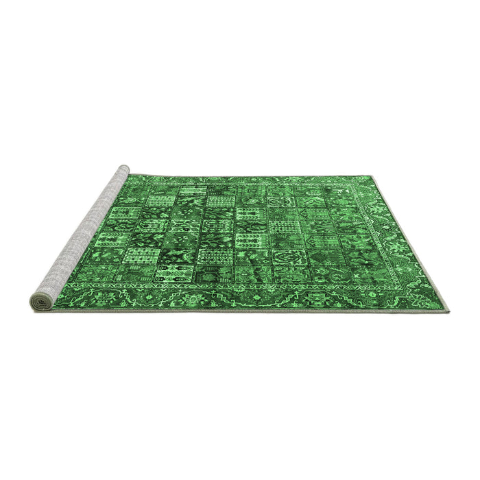 Sideview of Machine Washable Persian Emerald Green Traditional Area Rugs, wshtr4197emgrn