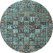 Round Persian Light Blue Traditional Rug, tr4197lblu