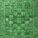 Square Machine Washable Persian Emerald Green Traditional Area Rugs, wshtr4197emgrn