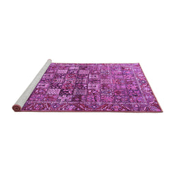 Sideview of Machine Washable Persian Purple Traditional Area Rugs, wshtr4197pur