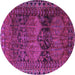 Round Machine Washable Persian Purple Traditional Area Rugs, wshtr4198pur