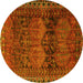 Round Persian Yellow Traditional Rug, tr4198yw