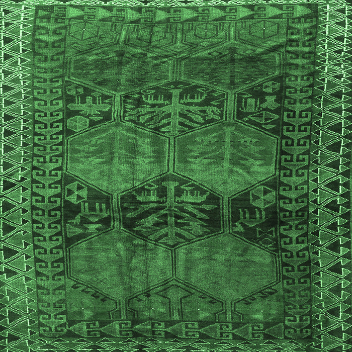 Square Persian Emerald Green Traditional Rug, tr4198emgrn