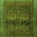 Round Machine Washable Persian Green Traditional Area Rugs, wshtr4198grn