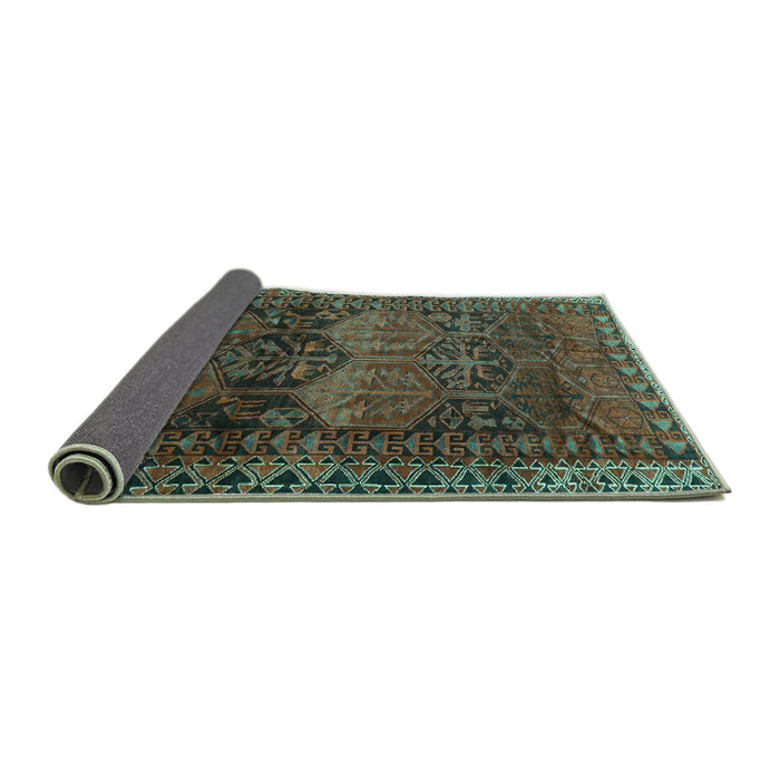 Sideview of Persian Turquoise Traditional Rug, tr4198turq