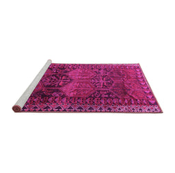 Sideview of Machine Washable Persian Pink Traditional Rug, wshtr4198pnk