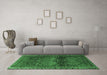 Machine Washable Persian Emerald Green Traditional Area Rugs in a Living Room,, wshtr4198emgrn