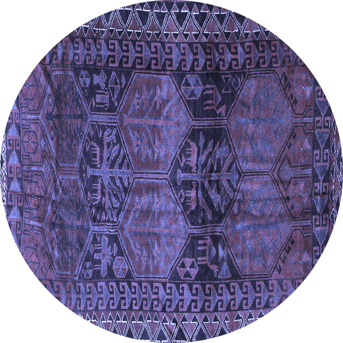 Round Persian Blue Traditional Rug, tr4198blu