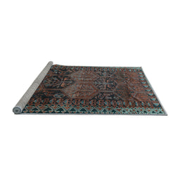 Sideview of Machine Washable Persian Light Blue Traditional Rug, wshtr4198lblu