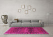 Machine Washable Persian Pink Traditional Rug in a Living Room, wshtr4198pnk