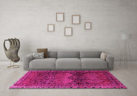 Machine Washable Persian Pink Traditional Rug, wshtr4198pnk