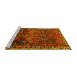 Sideview of Machine Washable Persian Yellow Traditional Rug, wshtr4198yw