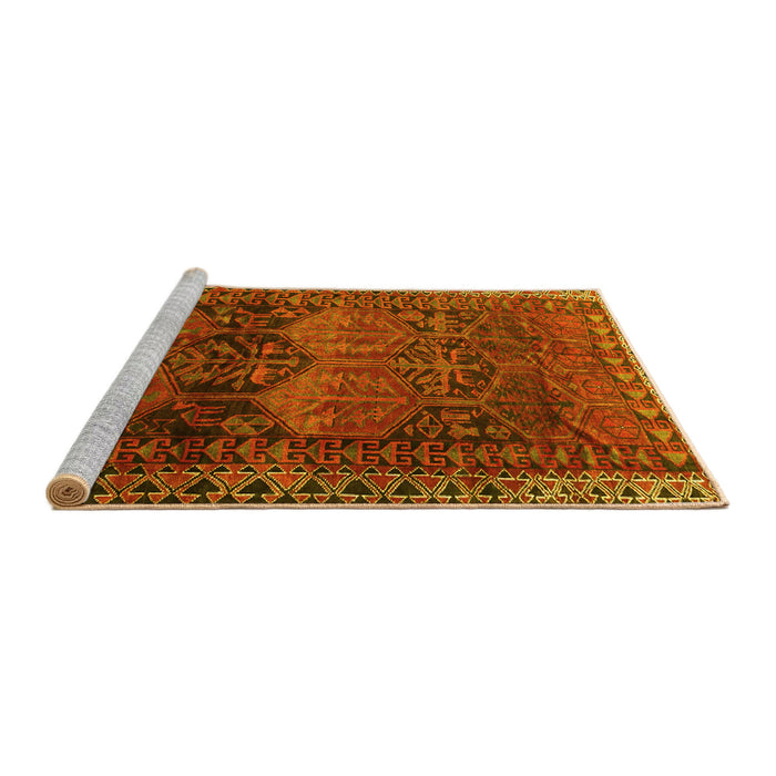 Sideview of Machine Washable Persian Yellow Traditional Rug, wshtr4198yw