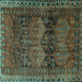Square Persian Turquoise Traditional Rug, tr4198turq